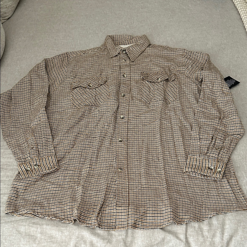 Men’s King Size Button Up Plaid Shirt